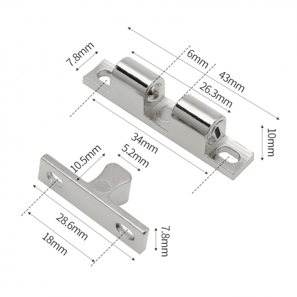 [영달철물] 도어픽스 볼캐치 빠찌링 4개입(43mm) (실버)
