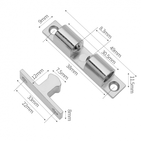[영달철물] 도어픽스 볼캐치 빠찌링 4개입(49mm) (실버)
