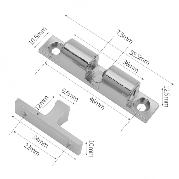 [영달철물] 도어픽스 볼캐치 빠찌링 2개입(58.5mm) (실버)