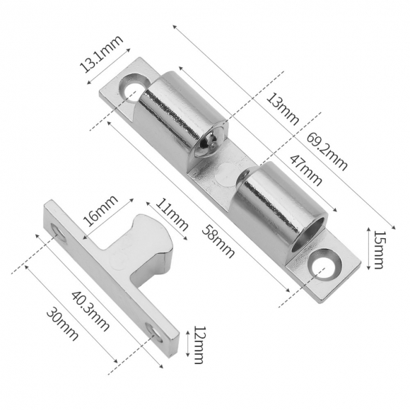[영달철물] 도어픽스 볼캐치 빠찌링(69.2mm) (실버)