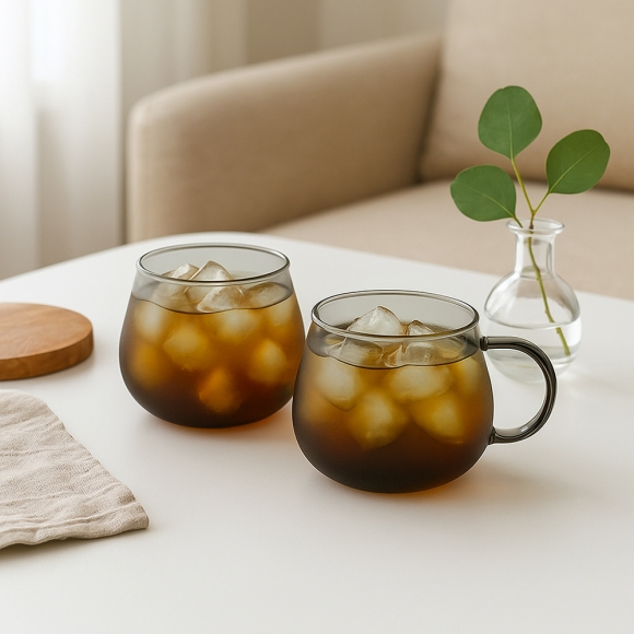 [로하티] 메이 내열 유리잔 2p세트(150ml) (투명블랙)