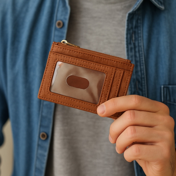 빈티지 인조가죽 카드지갑(브라운)