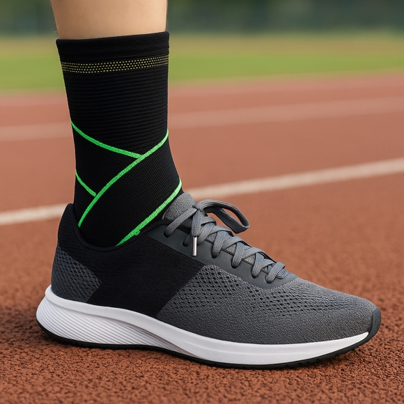 1p 앵클가드 실리콘+압박밴드 발목 보호대(XL) (그린)