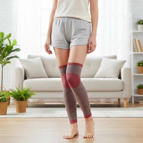 바디온 롱 무릎 보온 보호대 2p세트(L) (레드)