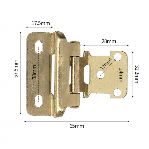[영달철물] 1/2형 오버레이 가구 경첩 2개입(골드)