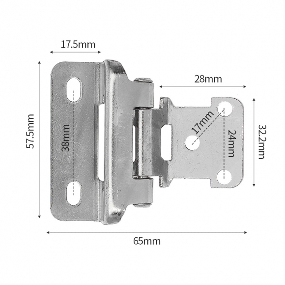 [영달철물] 1/2형 오버레이 가구 경첩 2개입(실버)