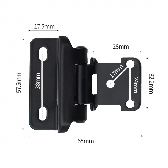 [영달철물] 1/2형 오버레이 가구 경첩 2개입(블랙)