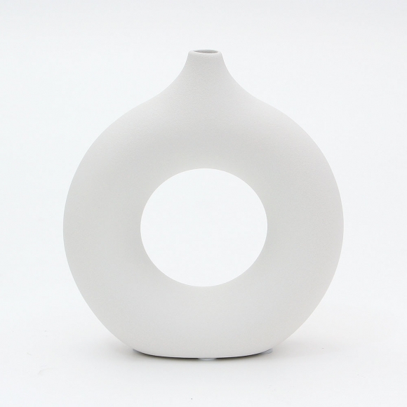 루미 도자기 인테리어 꽃병(19.5x18cm) (화이트)