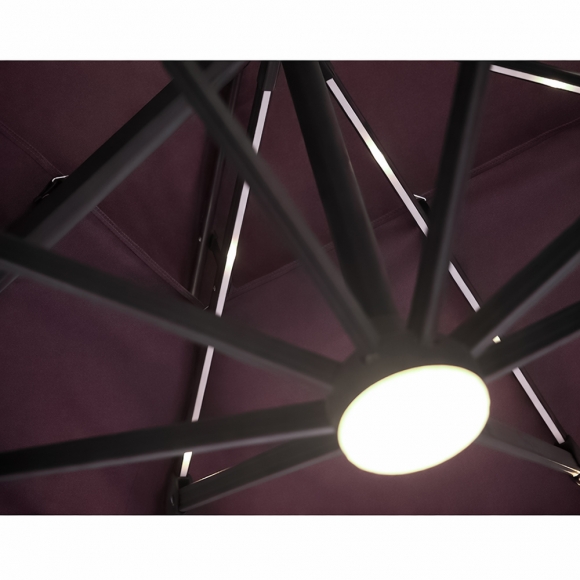 쏠브리즈 태양광 LED 대형 파라솔(300cm) (와인)