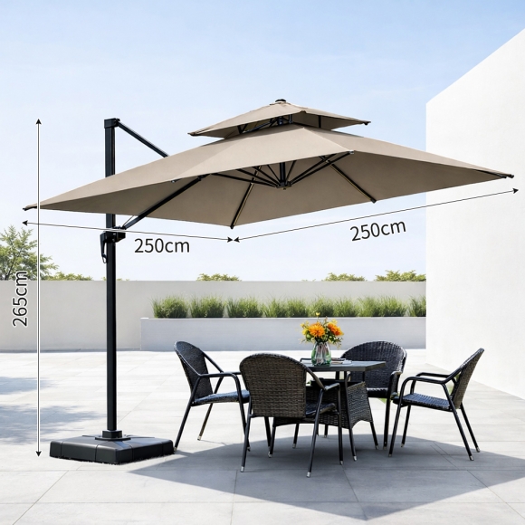 쏠브리즈 대형 파라솔(250cm) (베이지)