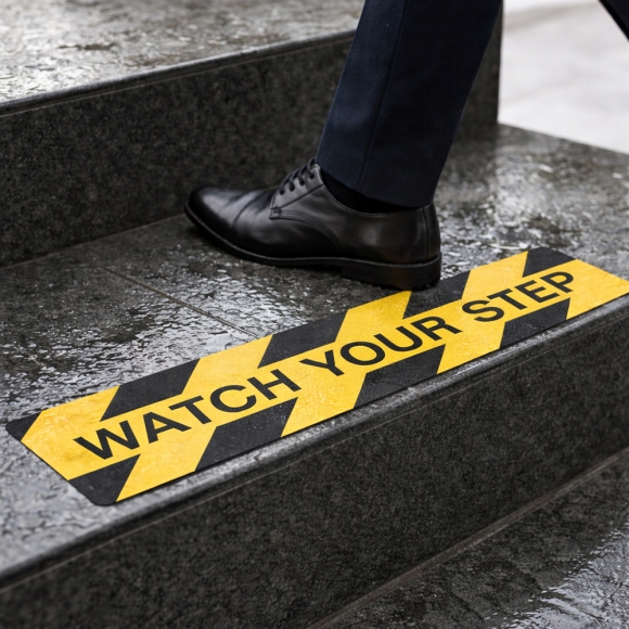 스텝가드 미끄럼방지 스티커 2p세트(계단주의) (60x15cm)