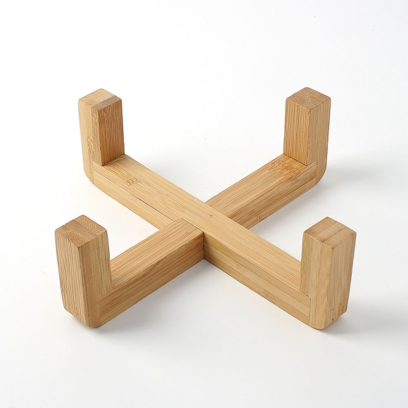 반려동물 우드받침 도자기식기(16cm) (화이트)