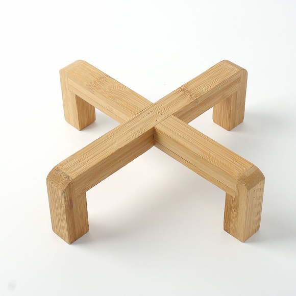반려동물 우드받침 도자기식기(16cm) (화이트)