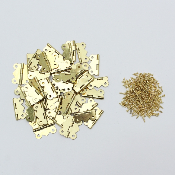 [영달철물] 빈티지 미니 장식경첩 50세트(30mm) (골드)