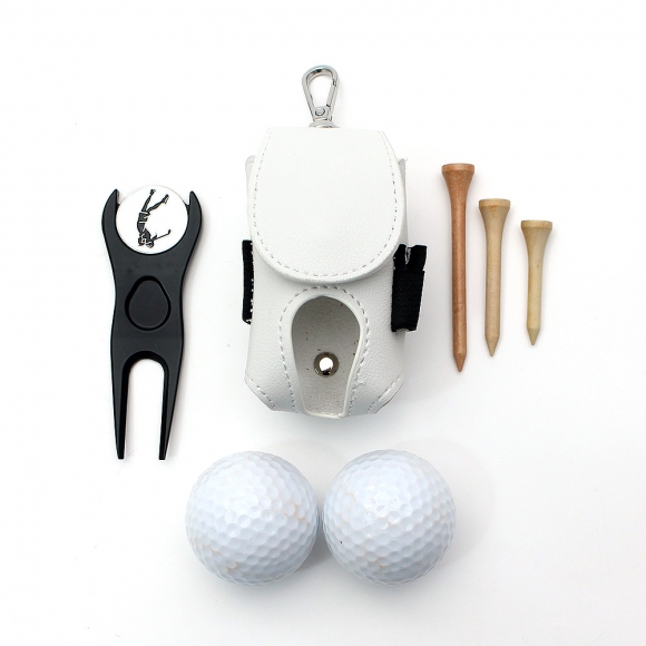 스티치 골프공 파우치(화이트) 