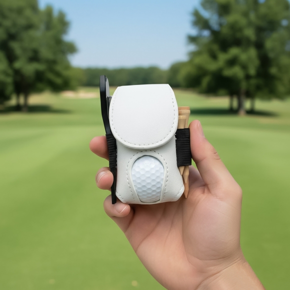 스티치 골프공 파우치(화이트) 