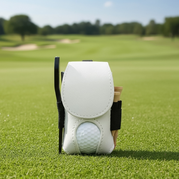 스티치 골프공 파우치(화이트) 