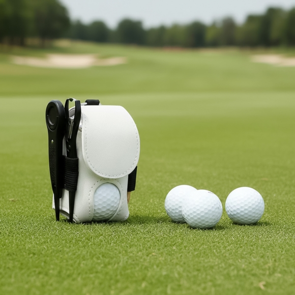 스티치 골프공 파우치(화이트) 