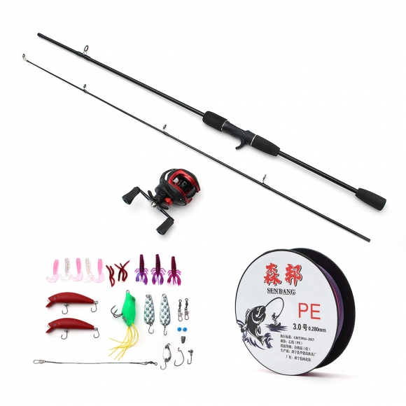 굿캐스팅 베이트 릴+루어+낚싯대세트(1.6m) (좌핸들)