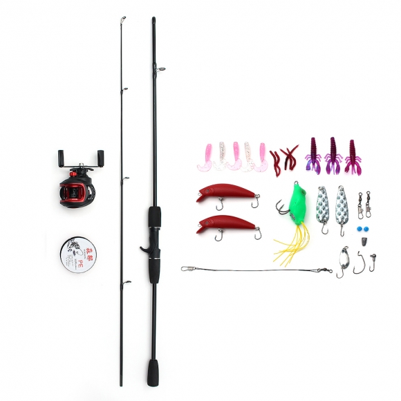 굿캐스팅 베이트 릴+루어+낚싯대세트(1.6m) (좌핸들)