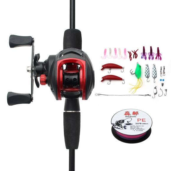 굿캐스팅 베이트 릴+루어+낚싯대세트(1.6m) (좌핸들)