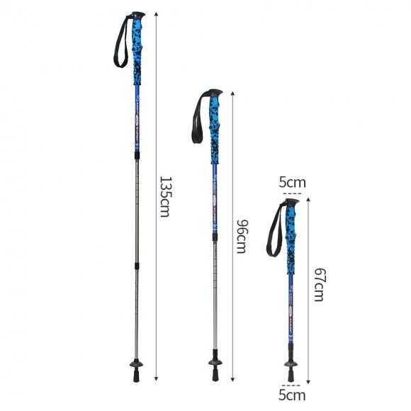 하이워킹 3단 길이조절 등산스틱(블루)