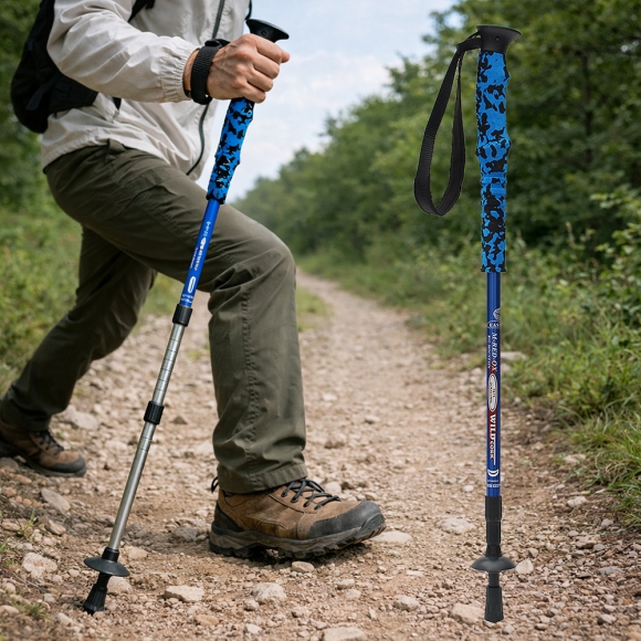 하이워킹 3단 길이조절 등산스틱(블루)