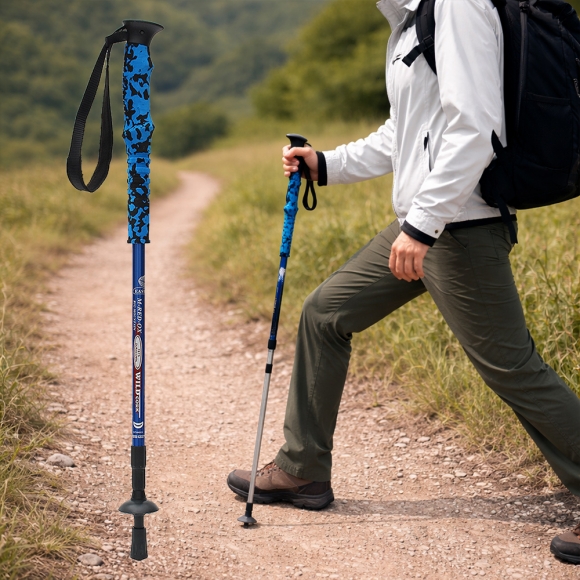 하이워킹 3단 길이조절 등산스틱(블루)