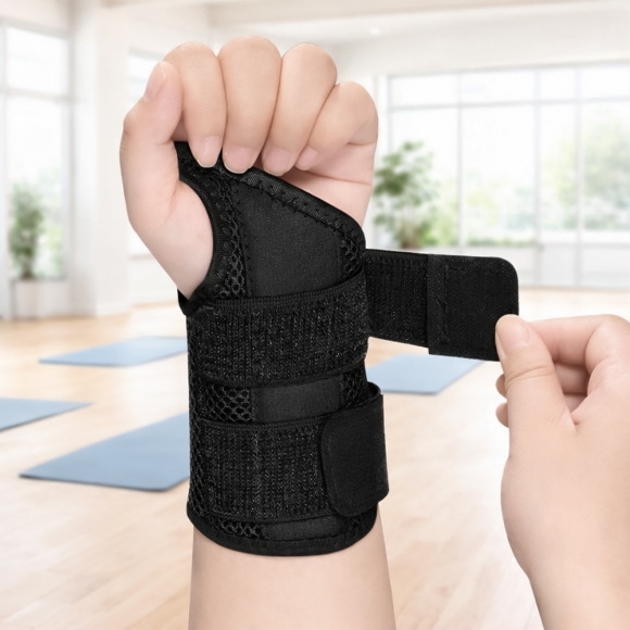 이중지지대 왼손 손목보호대(M) (블랙)