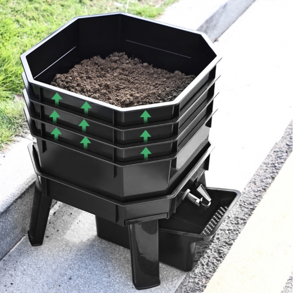 폐기물 낙엽 거름 음식물 쓰레기 발효 분해 퇴비통 28L