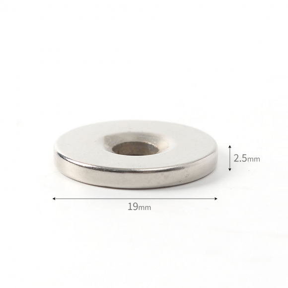 [몬스터킹] 네오디뮴 원형사라 자석 10개입(19x2.5mm) (홀10/5)