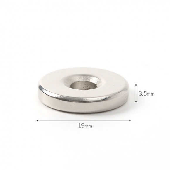 [몬스터킹] 네오디뮴 원형사라 자석 10개입(19x3.5mm) (홀10/5)