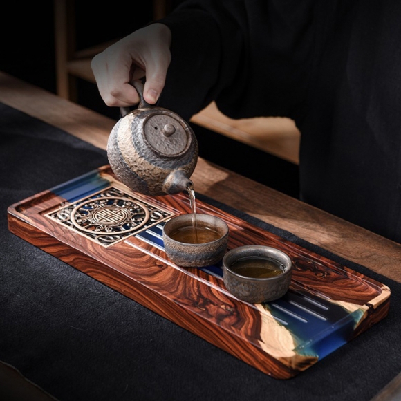 박달나무 물빠짐 설계 차 트레이(40cm*16cm)