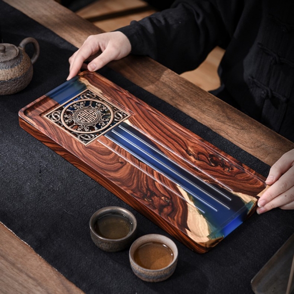 박달나무 물빠짐 설계 차 트레이(40cm*16cm)