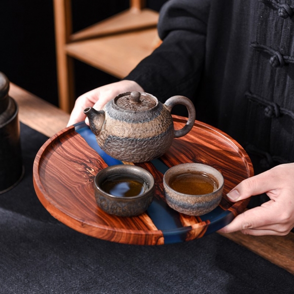 박달나무 원형 차앤티 트레이(20cm)