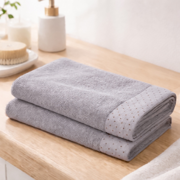 뽀송데이 30수 도트 순면타월(그레이)