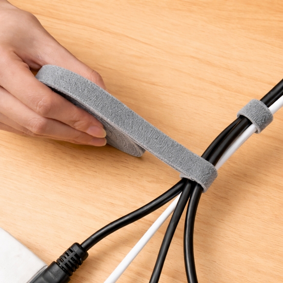 탈부착 테이프 케이블타이 10p세트 (10mmx2m) (그레이)