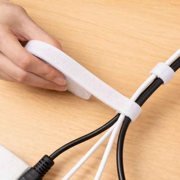 탈부착 테이프 케이블타이 10p세트 (10mmx1m) (화이트)