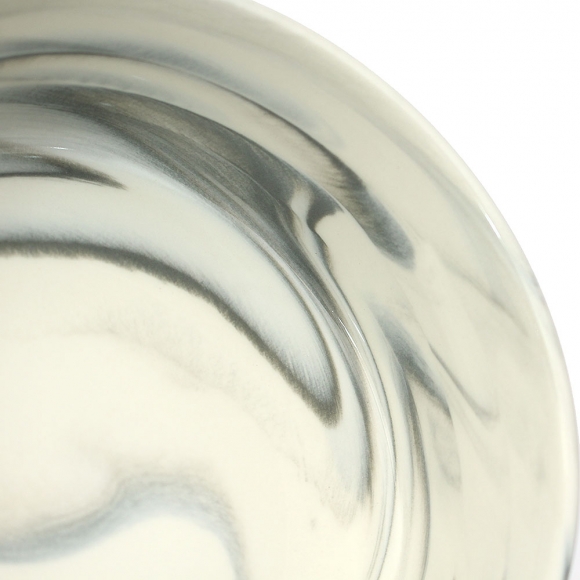 반려동물 우드받침 도자기식기(13cm) (마블그레이)