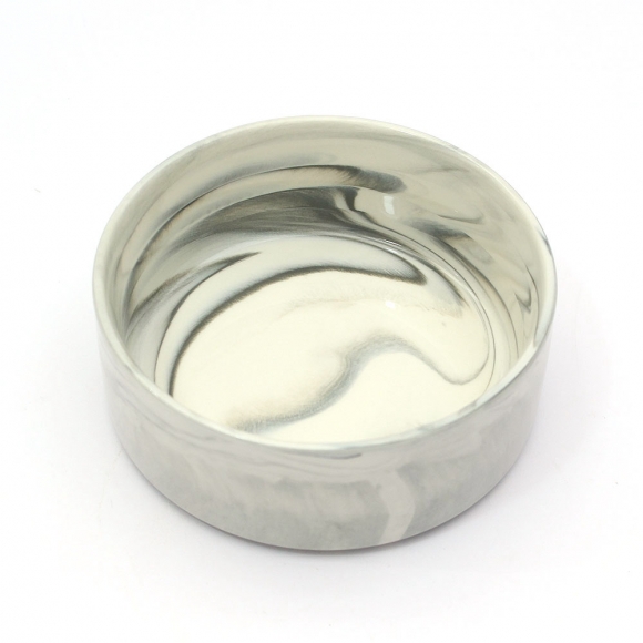 반려동물 우드받침 도자기식기(13cm) (마블그레이)