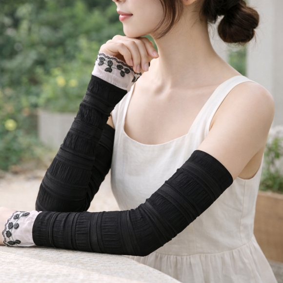 레이스 자외선차단 팔토시 2세트(블랙)