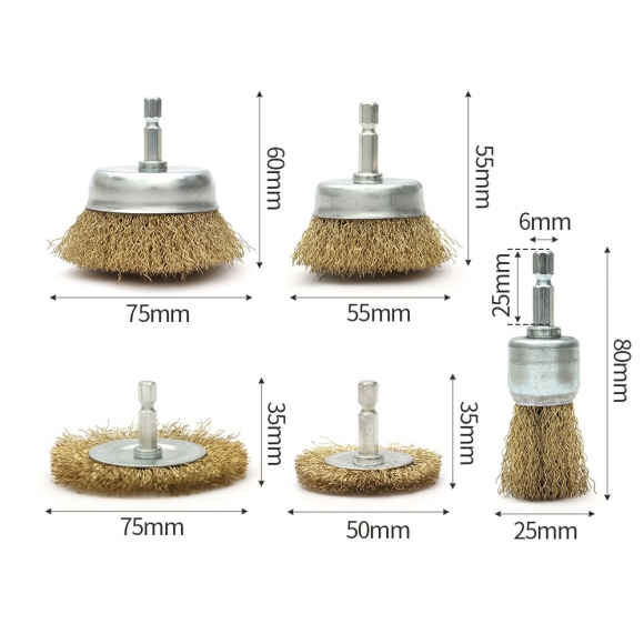 전동드릴용 와이어 브러쉬 6종세트(육각 생크) (B타입)