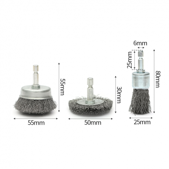 전동드릴용 와이어 브러쉬 6종세트(육각 생크) (A타입)