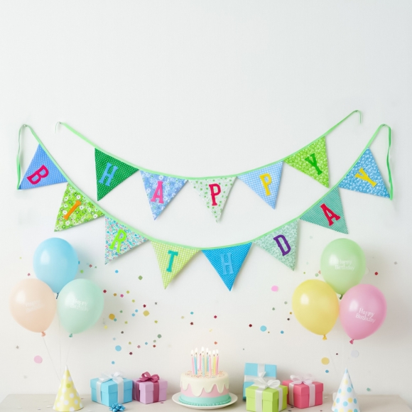 해피버스데이 패브릭 가랜드(그린)