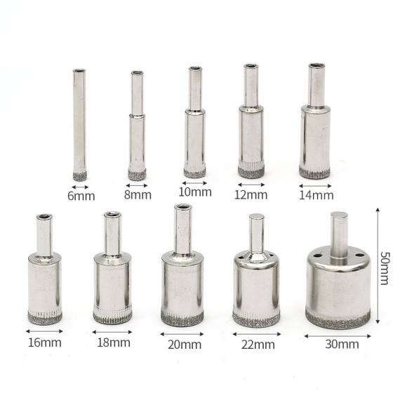 다이아몬드 타일 유리 홀쏘 10종세트 H2(6-30mm)