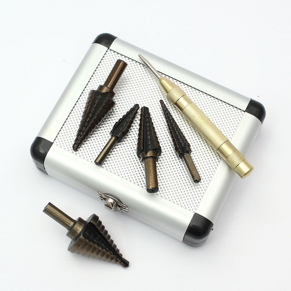 스텝드릴 비트 5종+센터 펀치 세트