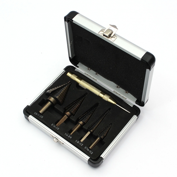 스텝드릴 비트 5종+센터 펀치 세트