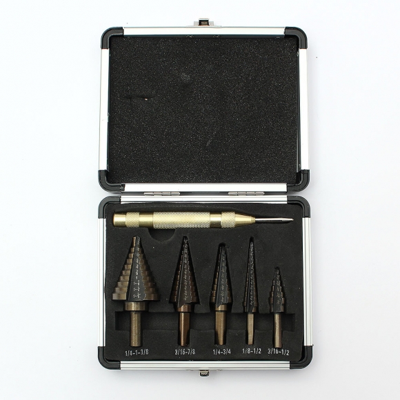 스텝드릴 비트 5종+센터 펀치 세트