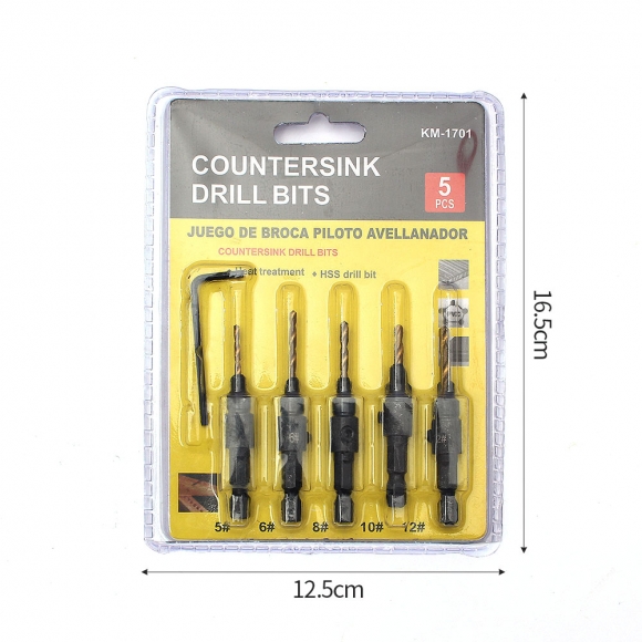 HSS 카운터싱크 드릴비트 5종 세트(골드)