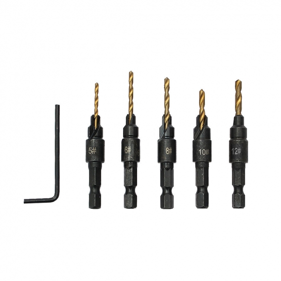 HSS 카운터싱크 드릴비트 5종 세트(골드)